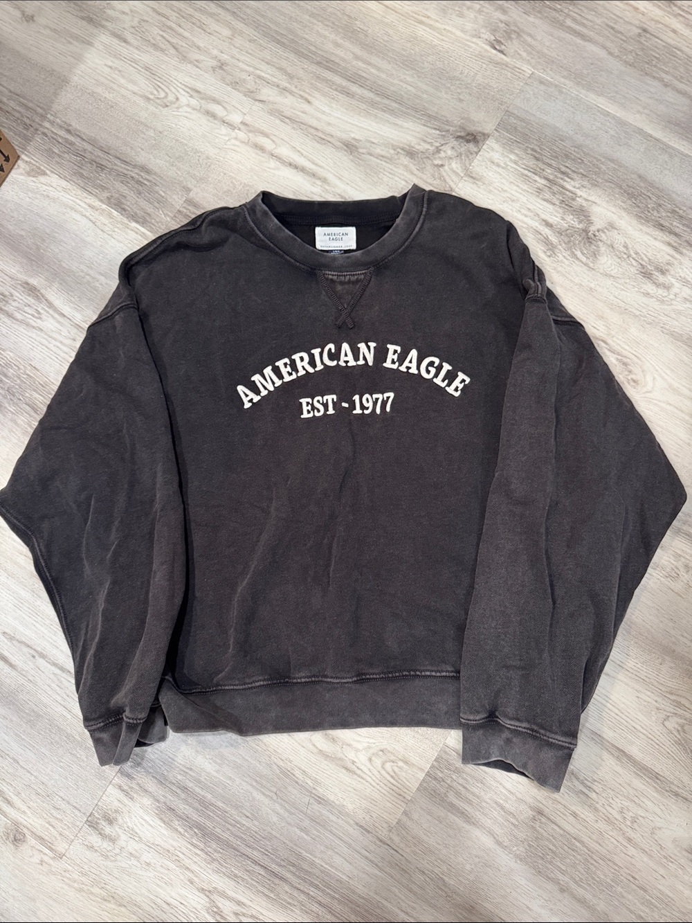American Eagle Outfitters Black Pullover Sweatshirt with White embroidered Logo